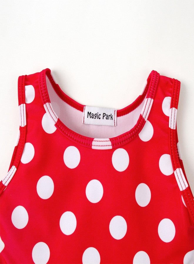 Magic Park 0M-3T Infant Girl Bikini Set Baby Vest Bathing Suit Toddler Girls 3 Piece Swimwear Beach Outfits with Headband (12-18 Months, Red Dot Black) - Image 3