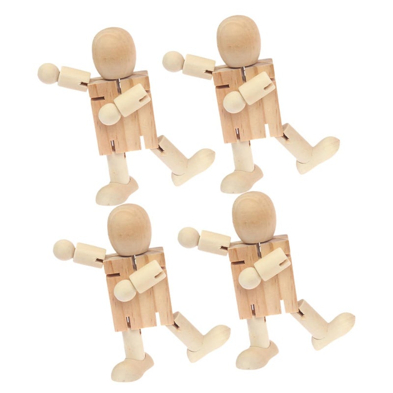 VICASKY 4 Pcs Unfinished Wooden Robot Figurines DIY Craft Decor for Home - Image 2