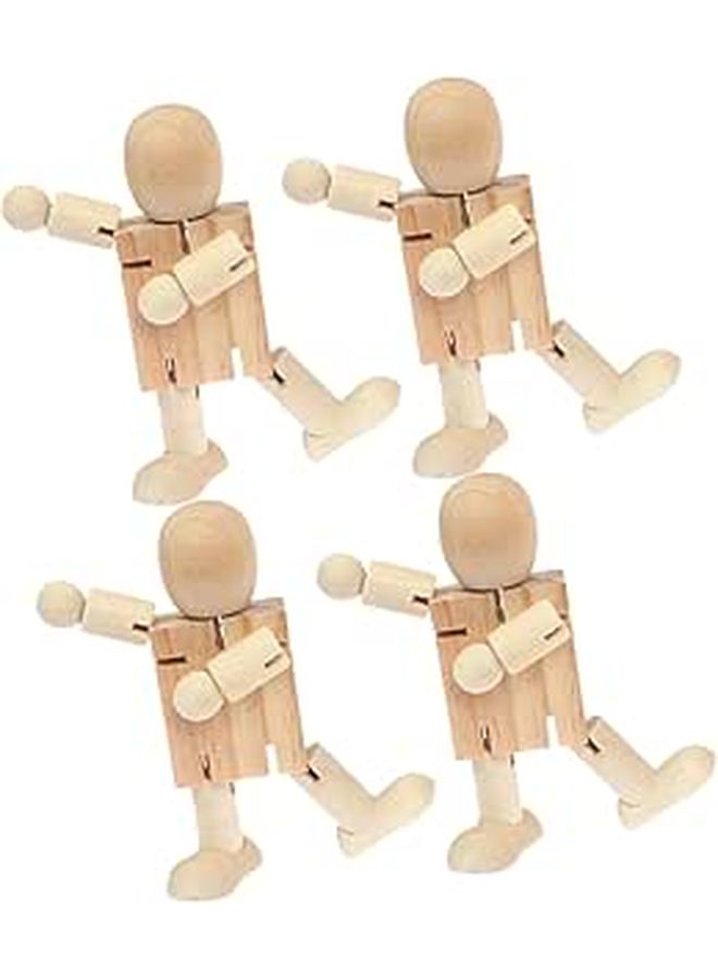 VICASKY 4 Pcs Unfinished Wooden Robot Figurines DIY Craft Decor for Home - Image 1