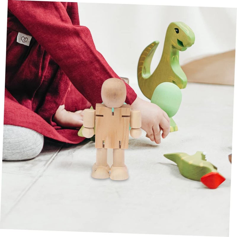 VICASKY 4 Pcs Unfinished Wooden Robot Figurines DIY Craft Decor for Home - Image 3