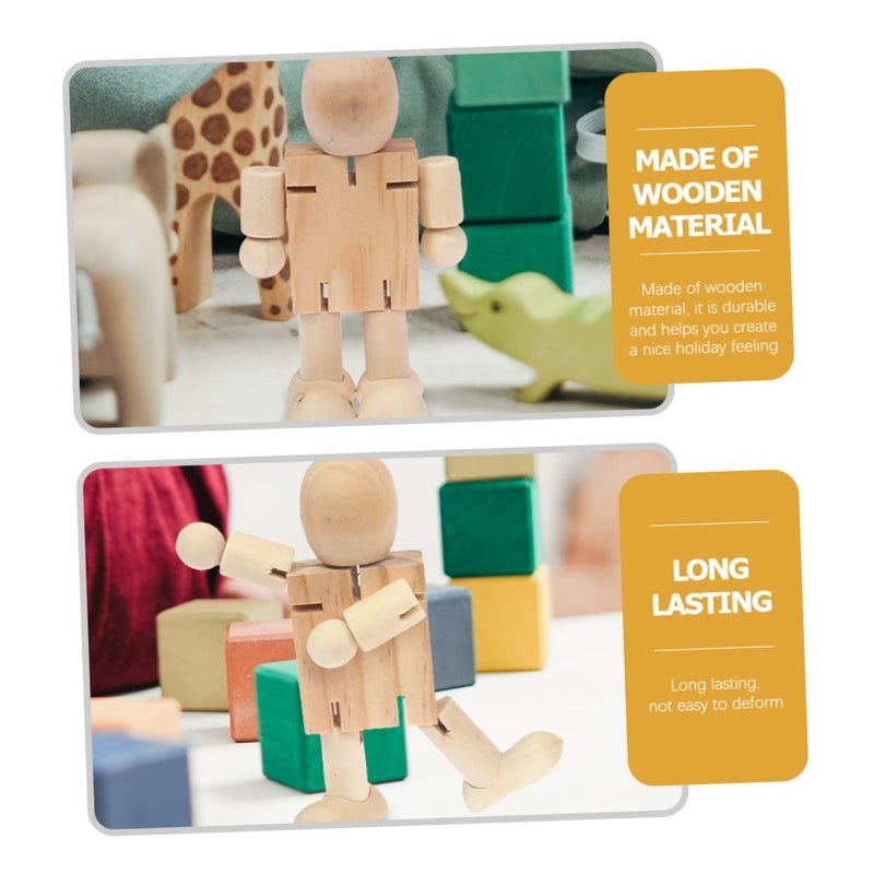 VICASKY 4 Pcs Unfinished Wooden Robot Figurines DIY Craft Decor for Home - Image 5