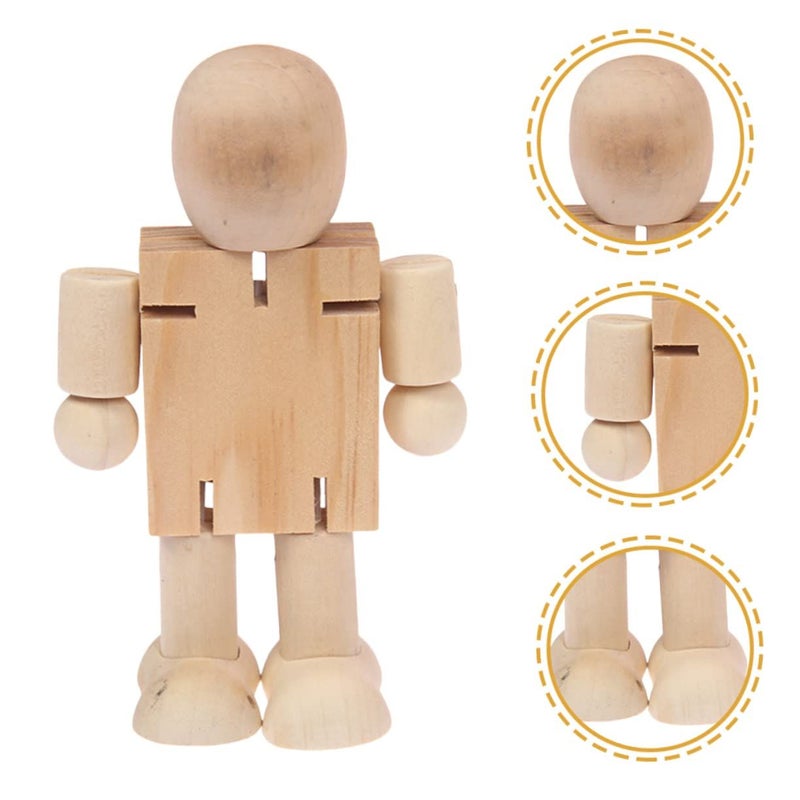 VICASKY 4 Pcs Unfinished Wooden Robot Figurines DIY Craft Decor for Home - Image 4
