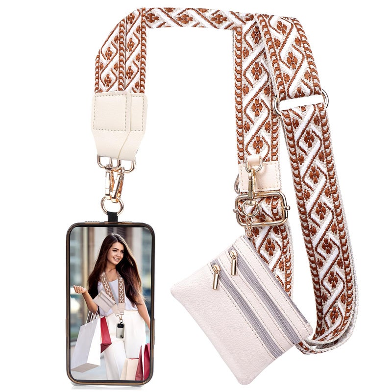 XANGNIER Clip and Go Strap for Phone with Wallet Crossbody, Phone Strap with Zippered Wallet, Adjustable Anti Theft Cellphone Lanyard for Women, Cellphone Chain Accessories,Multicolor 2 - Image 1
