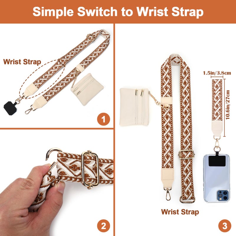 XANGNIER Clip and Go Strap for Phone with Wallet Crossbody, Phone Strap with Zippered Wallet, Adjustable Anti Theft Cellphone Lanyard for Women, Cellphone Chain Accessories,Multicolor 2 - Image 5