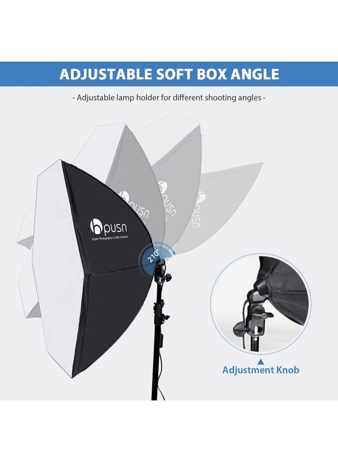 Hpusn Softbox Photography Lighting Kit 30"X30" Professional Continuous Lighting System Photo Studio Equipment with 2pcs E27 Socket 5400K Bulbs for Portraits Advertising Shooting YouTube Video - Image 3