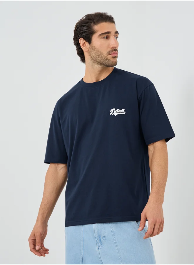 Styli Styli Slogan Print Crew Neck Oversized T-Shirt