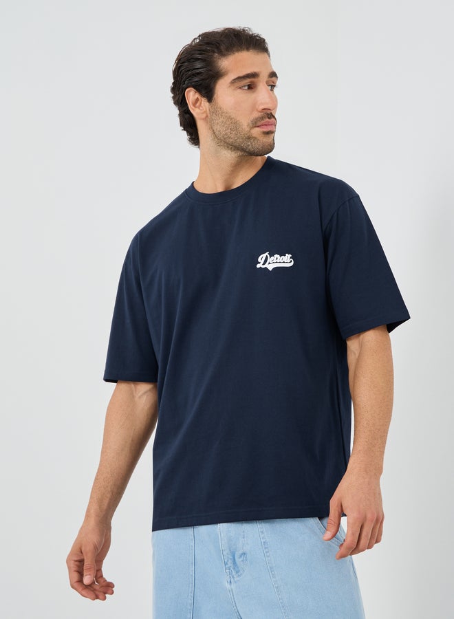 Styli Styli Slogan Print Crew Neck Oversized T-Shirt  - Image 1