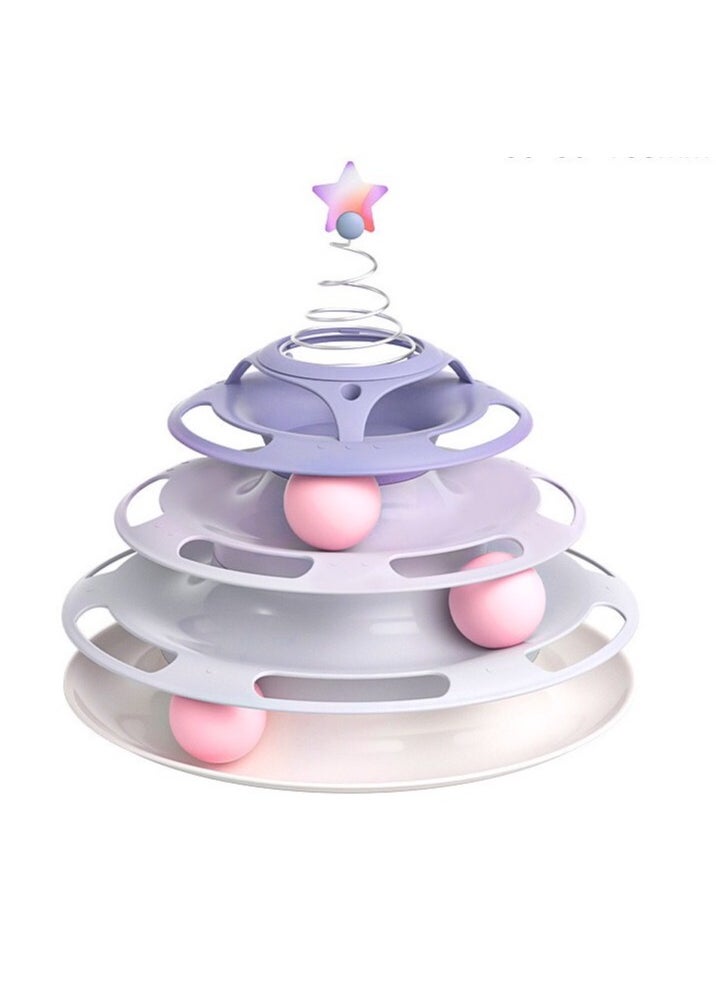 Generic - Cat Toy 3-Level Turntable Toy with 3 Colorful Small Balls Interactive Fun Mental Physical Exercise Puzzle Toys (Green ) - Image 1