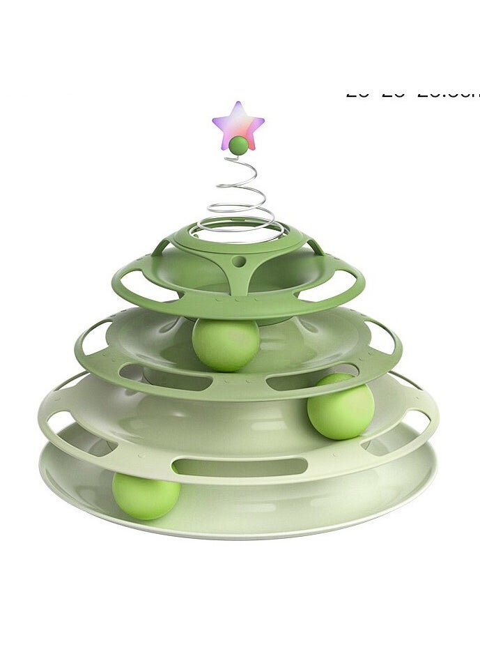 Generic - Cat Toy 3-Level Turntable Toy with 3 Colorful Small Balls Interactive Fun Mental Physical Exercise Puzzle Toys (Green ) - Image 1