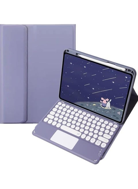 Round Hat Keyboard Case Compatible with Xiaomi Pad 7 / Pad 7 Pro 11.2 Inch 2024, with Detachable Touch Keyboard and Protective Case with Pen Slot