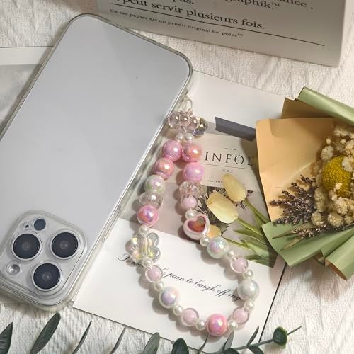cioatu 4 Pieces Cute Phone Charms Beaded Phone Strap Aesthetic Y2K Cellphone Keychain Cute Bear Butterfly Heart Cool Cellphone Charm for Bag Keychain Airpods Camera Pendants Decor (Pink Style) - Image 3