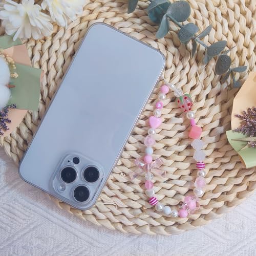 cioatu 4 Pieces Cute Phone Charms Beaded Phone Strap Aesthetic Y2K Cellphone Keychain Cute Bear Butterfly Heart Cool Cellphone Charm for Bag Keychain Airpods Camera Pendants Decor (Pink Style) - Image 5