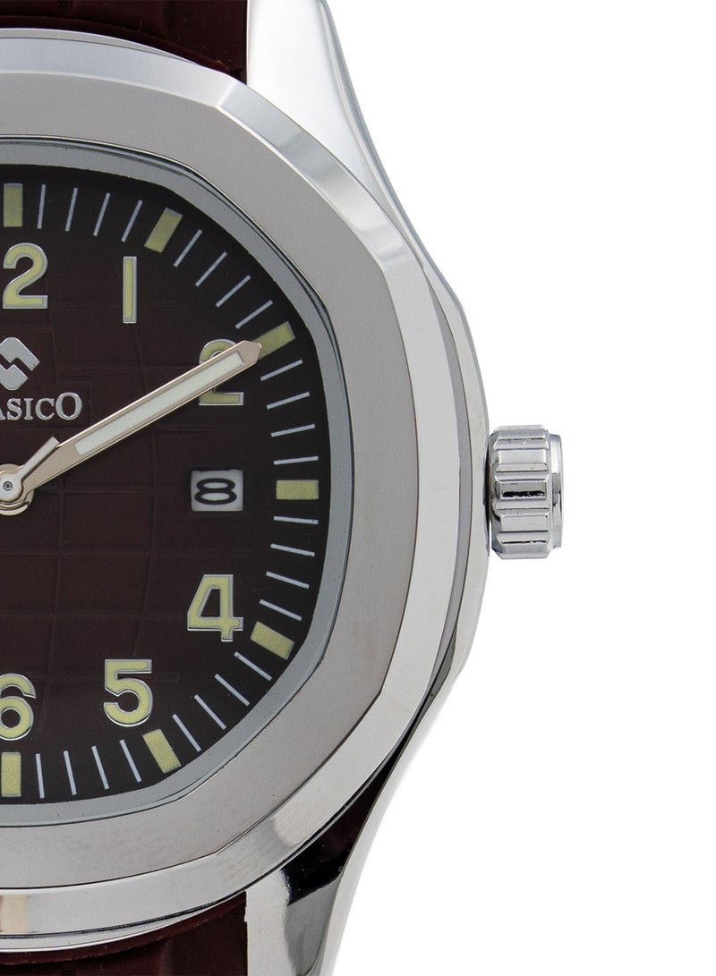 Clasico 🔥 ساعة أنالوج للرجال من أكواتيك - قرص ماروني مع تاريخ 🕒 حزام مطاطي رياضي ⌚ ساعة أنيقة للاستخدام اليومي - Image 2