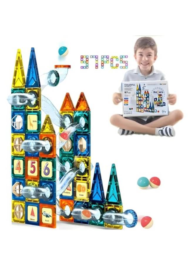 Ibecare 97Pcs Magnetic Marble Run Set - Image 1