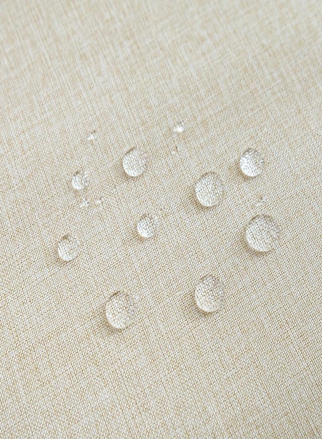 SPRICA مفرش طاولة دائري من SPRICA، قطر 120 سم/48 بوصة، مقاوم للماء، بنسيج خشن بتأثير الكتان، ريفي، متين، بلون موحد، لون الكتان - Image 5