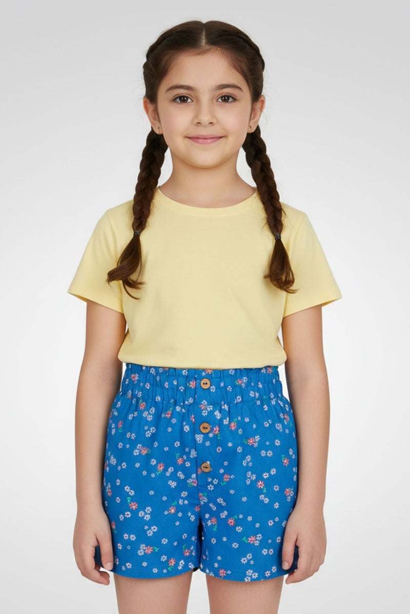 Hamleys Kids Girl Floral Pattern Basic Shorts, Multicolor - Image 1