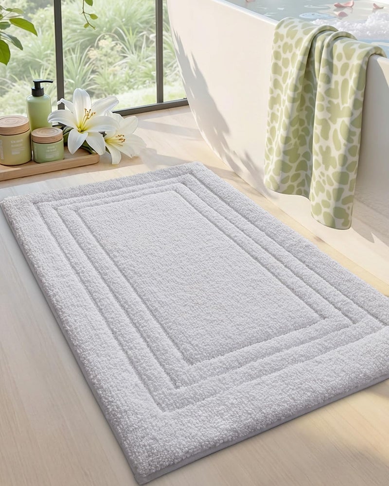 DEXI Bath Mats Bathroom Rug 24x16 White Non Slip Bathroom Rugs Washable Absorbent Bathmat Quick Dry for Shower Floor Sink - Image 2