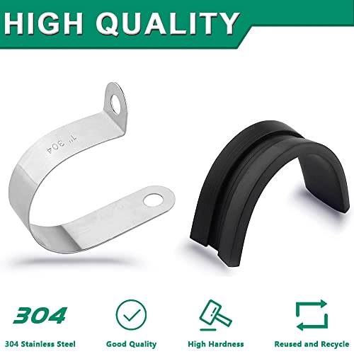 OURU 110PCS Cable Clamps Assortment Kit,10 Sizes—1/4" 5/16" 3/8" 1/2" 5/8" 3/4" 1" 1-1/4" 1-1/2" 1-3/4" Stainless Steel Rubber Coated Cushioned Insulated Cable Clamp,Automotive Wire Pipe Clamps - Image 4
