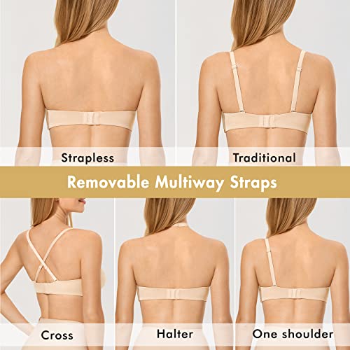 DELIMIRA Women's Strapless Bra Minimizer Seamless Underwire Unlined Bandeau for Big Bust Beige 36C - Image 2
