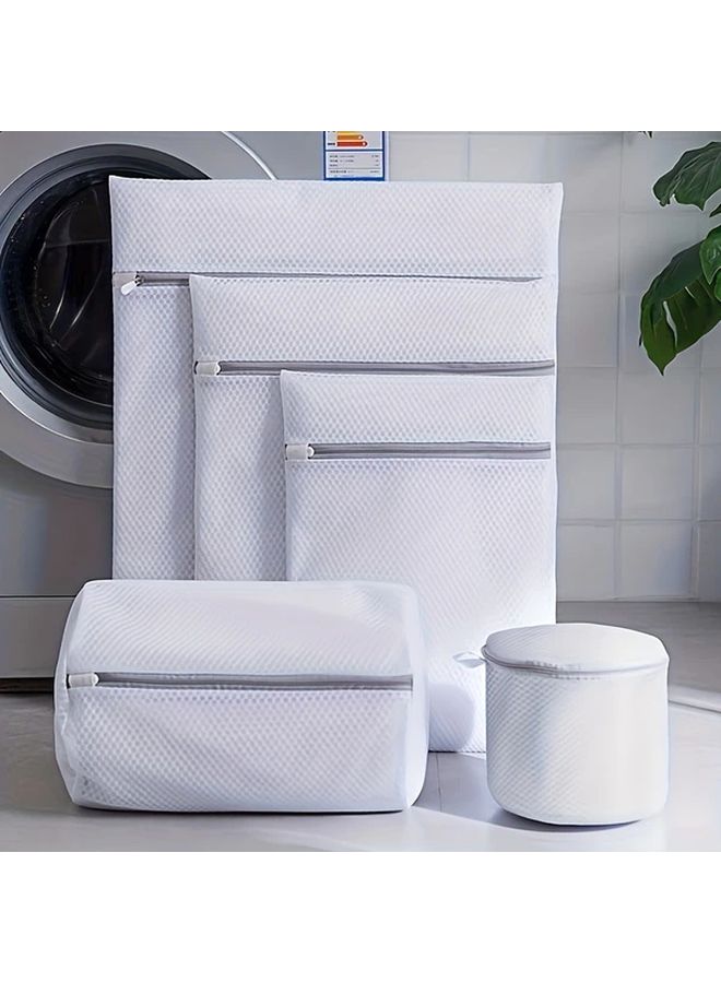 5 White Honeycomb Mesh Laundry Bags For Delicates Machine Wash Set - Image 1
