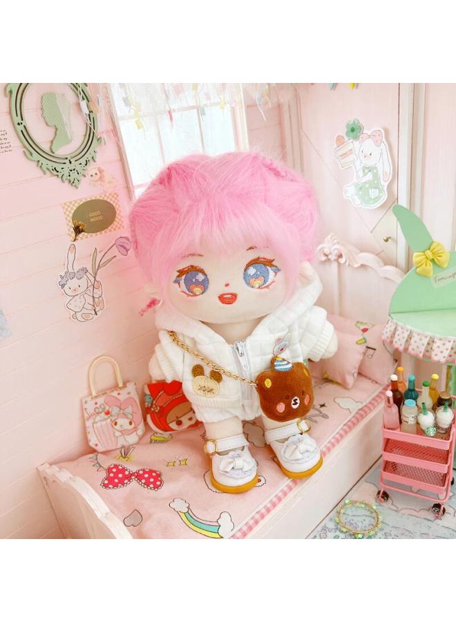 Cotton Doll 20cm Baby Clothes Star Doll Normal Body Fat Naked Baby White Quilted Jacket Pants-Specifications:20cm-Color:Chain Bag Fruit Bear - Image 4