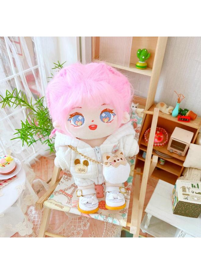 Cotton Doll 20cm Baby Clothes Star Doll Normal Body Fat Naked Baby White Quilted Jacket Pants-Specifications:20cm-Color:Chain Bag Fruit Bear - Image 2