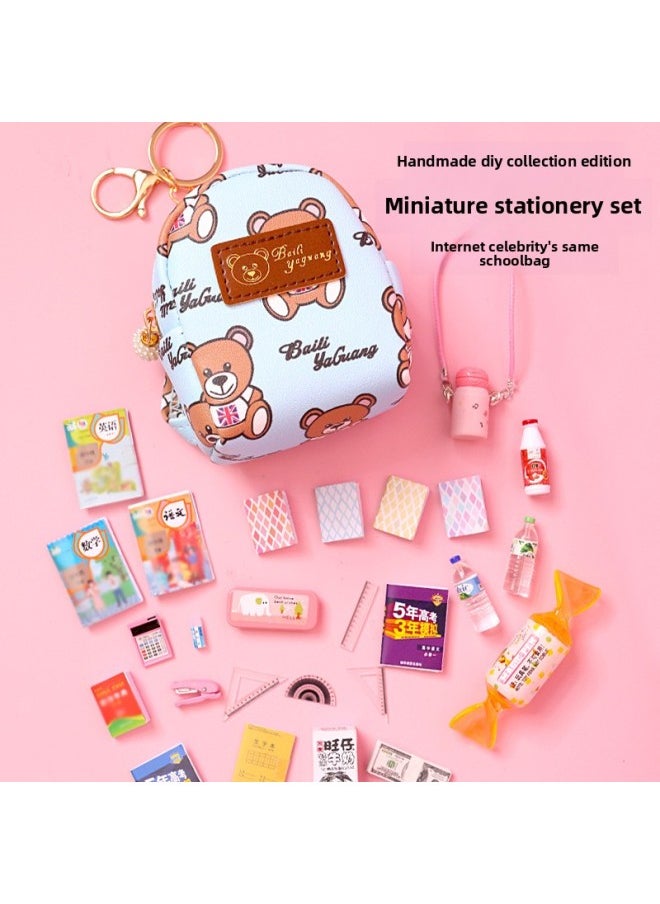 Children's Girls Toys 6-13 Years Old Little People Miniature Mini Stationery 8-12 Girls 10 Years Old Suit-Color:Ordinary [black Bear School Bag] Everything Is Available  - Image 3