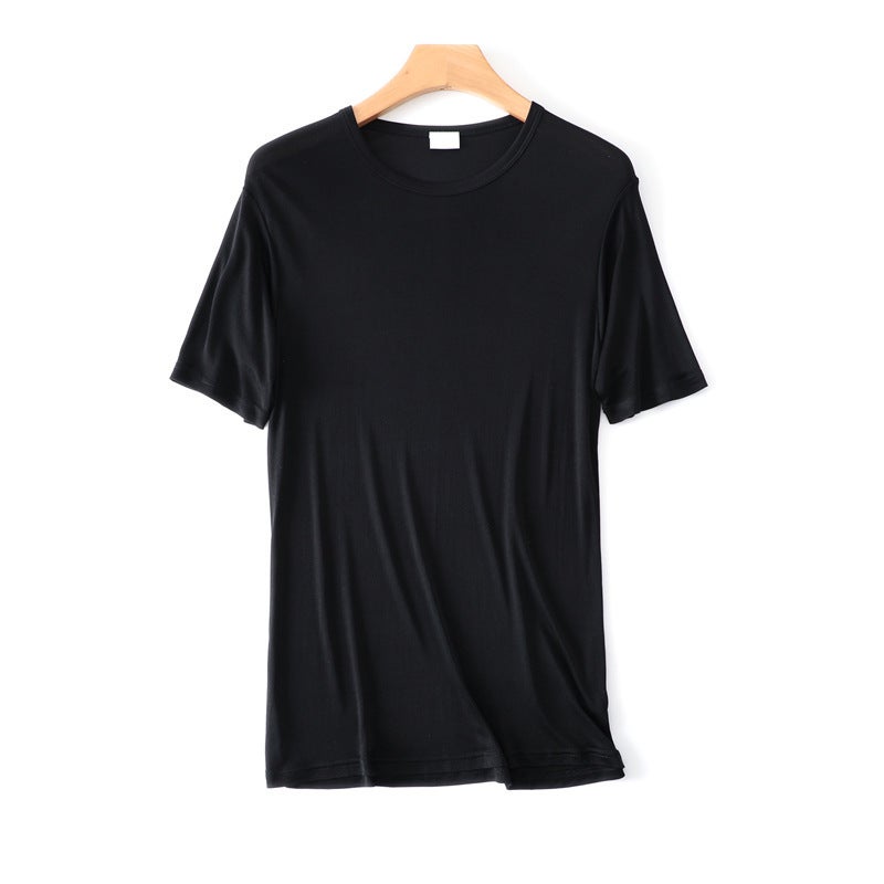 Yuyue Silk Short-Sleeved T-Shirt Men'S Summer Thin Loose Breathable Mulberry Silk Crewneck T-Shirt - Image 1