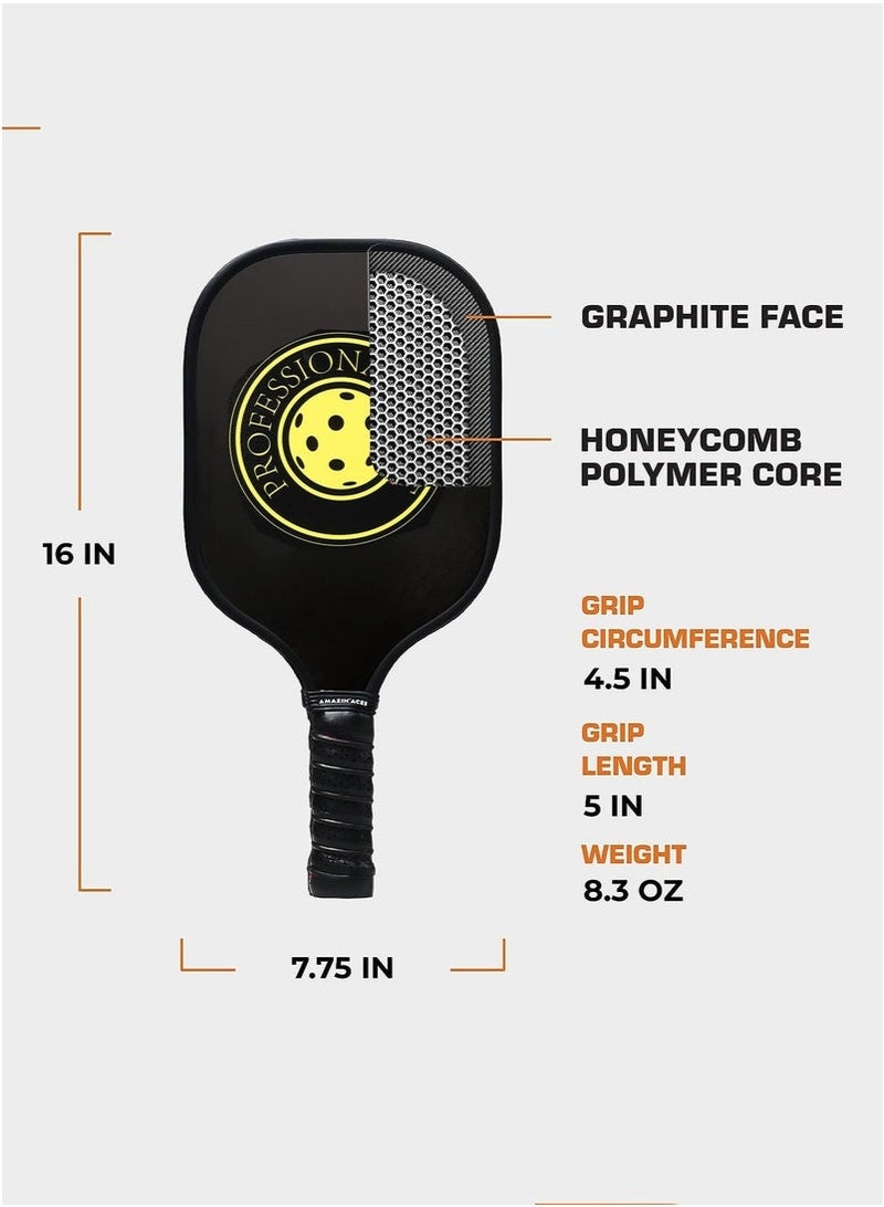 Arabest Pickleball Paddles Set of 2,  Pickleball Approved, Composite Graphite Carbon & Fiberglass Face Pickleball Paddles, Anti-Slip Sweat-Absorbing Grip, 4 Pickleball, Portable - Image 3