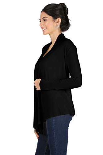 Simlu Womens Open Drape Cardigan Reg and Plus Size Cardigan Sweater Long Sleeves - USA X-Large Black - Image 3