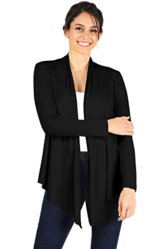Simlu Womens Open Drape Cardigan Reg and Plus Size Cardigan Sweater Long Sleeves - USA X-Large Black - Image 1