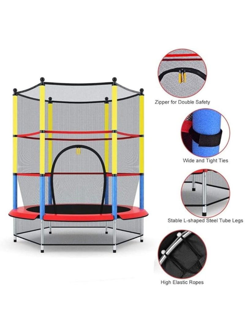 MAAS Large children's trampoline with full safety net, foam-padded poles, and high-elasticity ropes - perfect for indoor and outdoor fun - Image 2