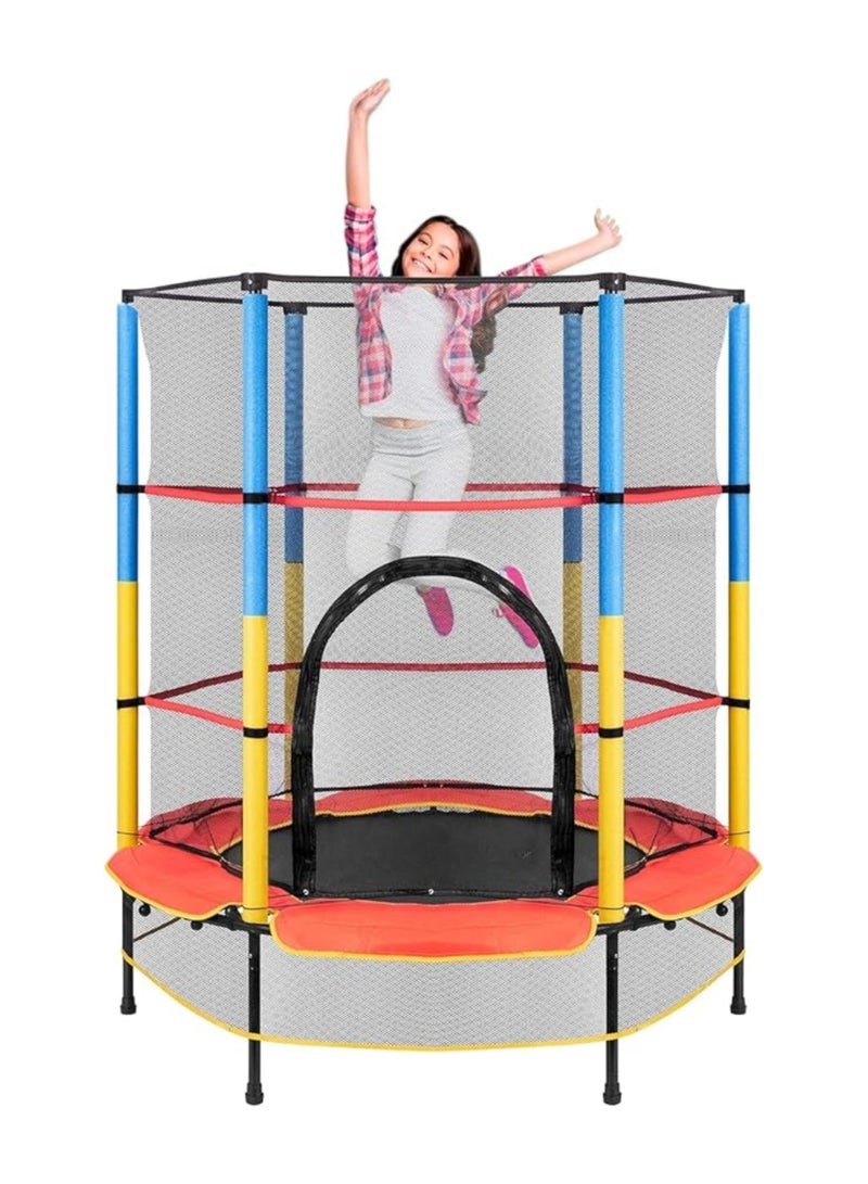 MAAS Large children's trampoline with full safety net, foam-padded poles, and high-elasticity ropes - perfect for indoor and outdoor fun - Image 1