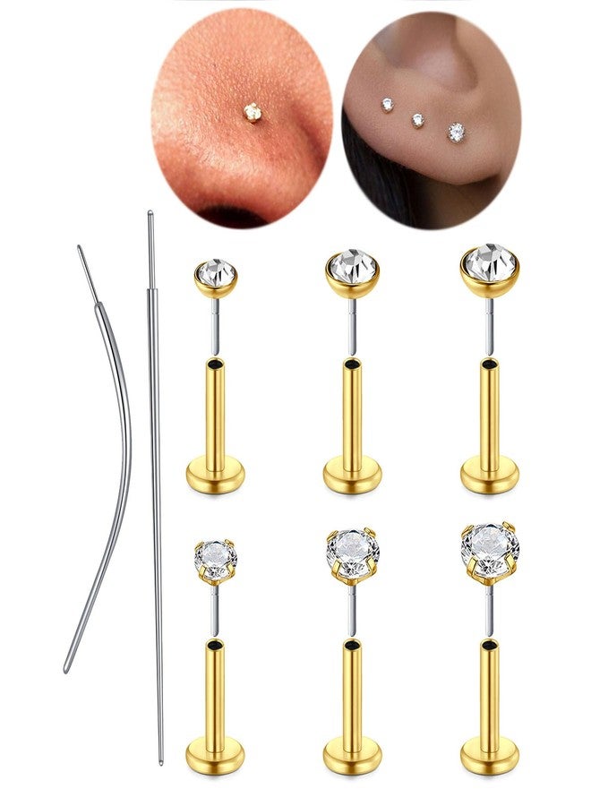 MODRSA Silver Gold Nose Studs Nostril Piercings Threadless Push in Nose Rings Stud L Shaped Surgical Steel Hypoallergenic Flat Back Helix Earrings Screw Studs Crokscrew Nostril Jewelry for Women Men - Image 1