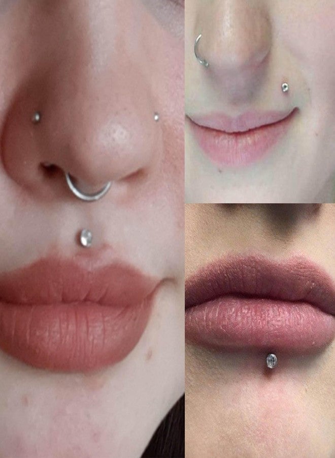 MODRSA Silver Gold Nose Studs Nostril Piercings Threadless Push in Nose Rings Stud L Shaped Surgical Steel Hypoallergenic Flat Back Helix Earrings Screw Studs Crokscrew Nostril Jewelry for Women Men - Image 5