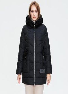 Astrid Winter Women Mid-Length Coat Fur Collar Down Jacket Parka Hooded Fashion Outwear