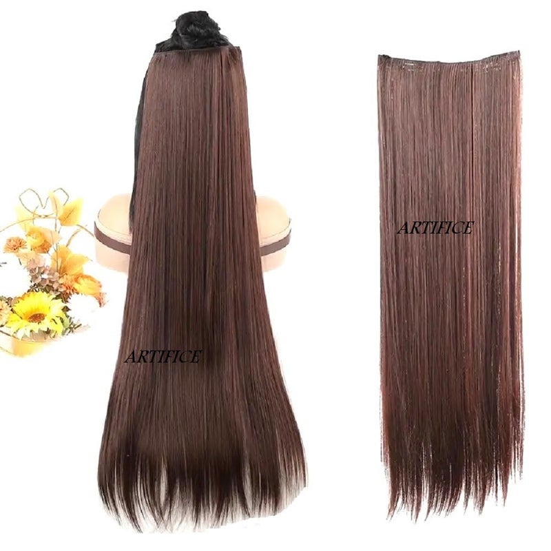 Artifice 5 Clip Straight Clip in Hair Extensions for Women Natural Soft Clip on Extensions Synthetic Thick Hairs for Any Event for Girls Hair Extension Ruby Fusion 30 INCH - Image 1