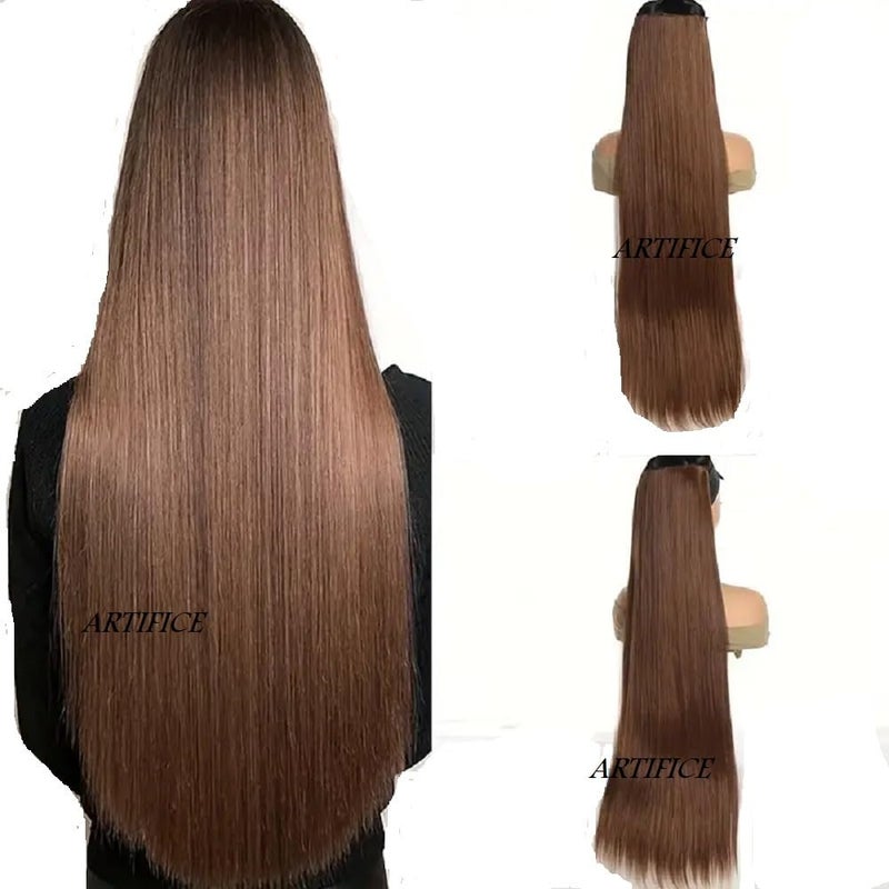 Artifice 5 Clip Straight Clip in Hair Extensions for Women Natural Soft Clip on Extensions Synthetic Thick Hairs for Any Event for Girls Hair Extension Ruby Fusion 30 INCH - Image 2