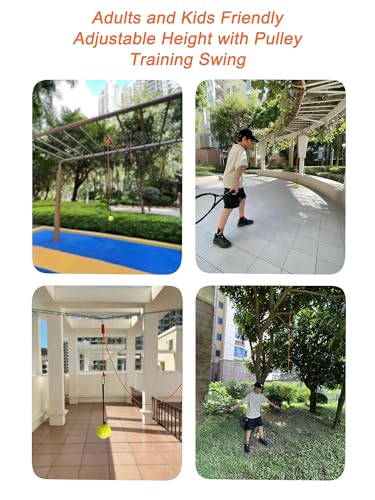 Teknigoo Tennis Swing Trainer with Pulley - Improve Swing & Develop Muscle Memory | Height Adjustable Practice Aid for Home/Court | Training Tools with 13ft Rope for All Ages,Indoor/Outdoor Use - Image 3