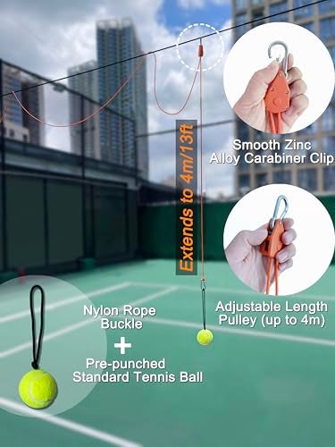 Teknigoo Tennis Swing Trainer with Pulley - Improve Swing & Develop Muscle Memory | Height Adjustable Practice Aid for Home/Court | Training Tools with 13ft Rope for All Ages,Indoor/Outdoor Use - Image 2