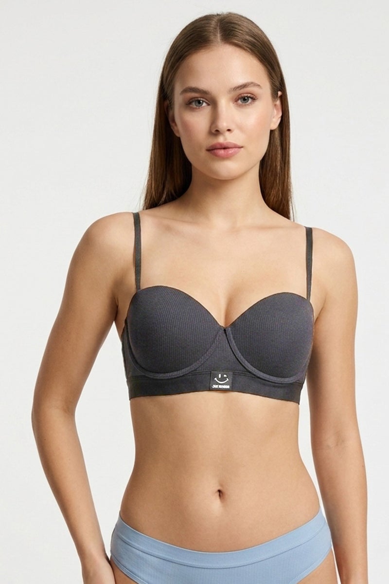 Joe Boxer Women 2 Pieces Brand Logo Padded Bra, Multicolor - Image 1