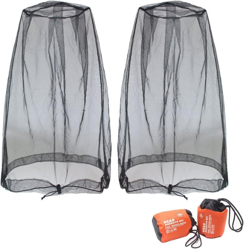 Benvo Mosquito Head Net Mesh, Face Neck Fly Netting Hood from Bugs Gnats Noseeums Screen Net for Any Outdoor Lover- with Carry Bags Fits Most Sizes of Hats Caps (2pcs, Black, Updated Big Net) - Image 1