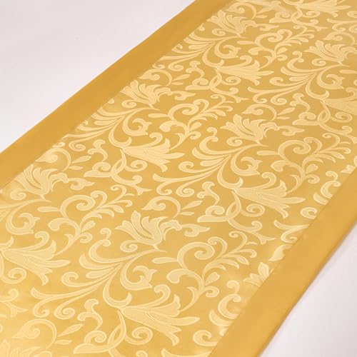 Cobedzy Gold Satin Bed Runner for King Size Beds(1.8m), 50 x 240cm(20" x 94") Jacquard Bed Scarf Satin Bedding Scarves for Hotel, Home, Guesthouse - Image 5