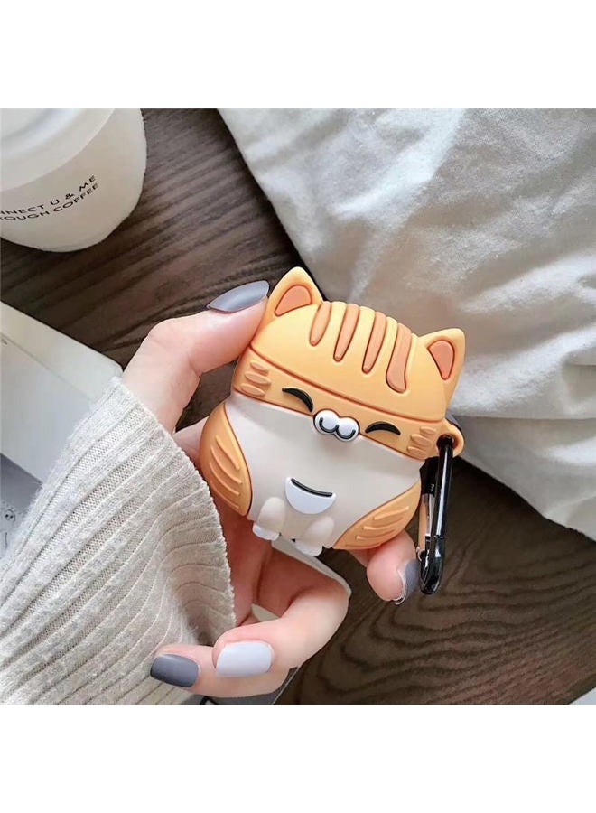 ELVRLA Earphone Case for AirPods Pro 3, Cute Sitting Smiling Happy Lucky Cat Case Soft TPU Silicone Case, Lovely Yellow Grey Kitty AirPods Pro 3 Cover Protective Skin Protector -Yellow - Image 5