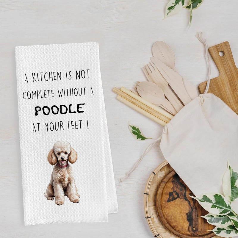Geqtt Funny Poodle Dish Towels Set - Poodle Gifts Decorative Waffle Weave Kitchen Towels, Poodle Gifts Hand Tea Towels, Poodle Gifts for Women (16×24 Inches, Set of 2) - Image 4
