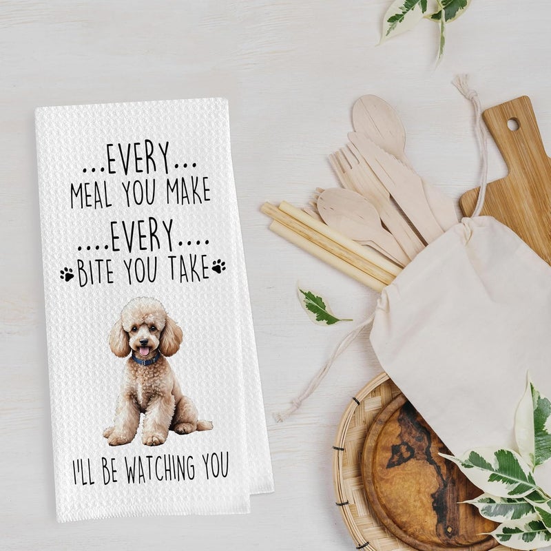 Geqtt Funny Poodle Dish Towels Set - Poodle Gifts Decorative Waffle Weave Kitchen Towels, Poodle Gifts Hand Tea Towels, Poodle Gifts for Women (16×24 Inches, Set of 2) - Image 3