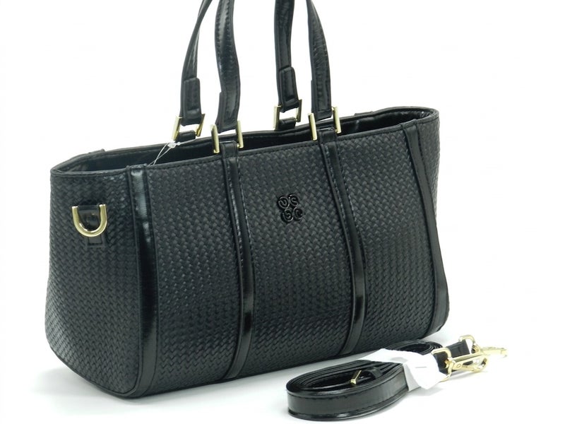 Fourteen Women's Textured Woven Tote Bag - Black - Image 3