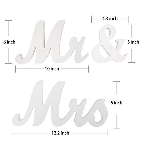 senover Mrs & Mr Sign Sweetheart Table Decorations - Letters for Wedding Photo Props, Party Banner Decoration (White) - Image 2
