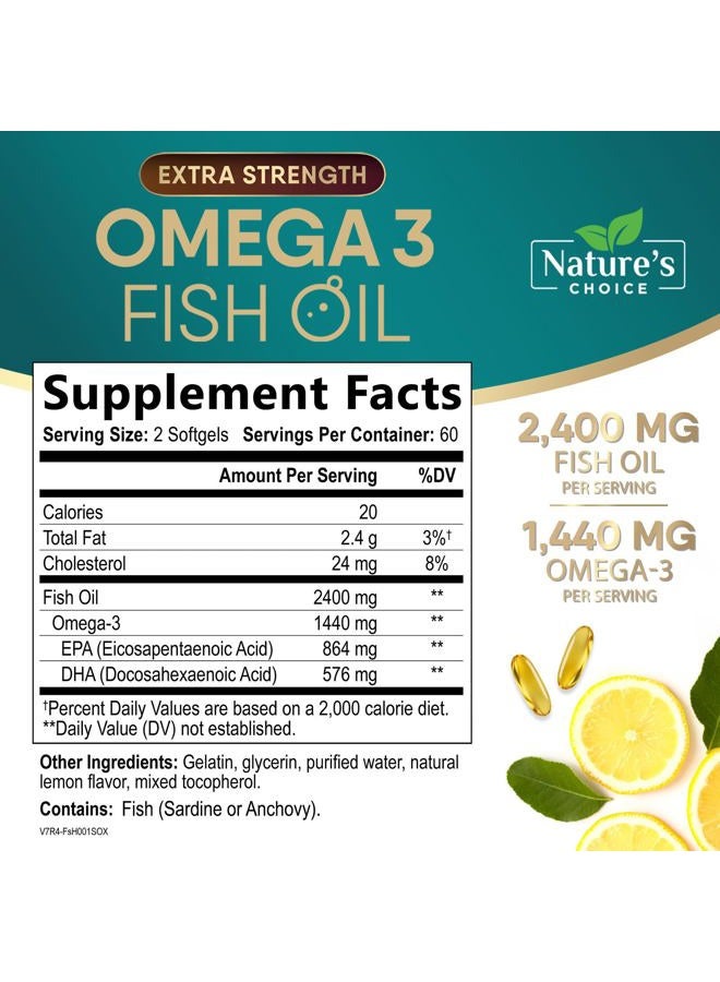 Nature's Choice مكمل زيت السمك أوميغا 3 2400 ملغ - قوة ثلاثية من EPA و DHA - Image 2