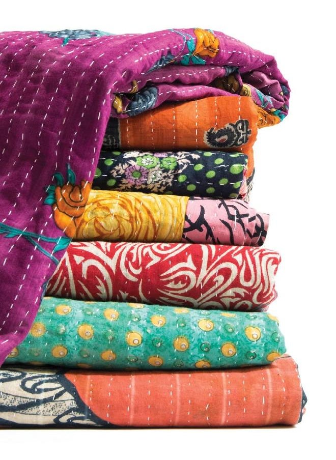 Generic - Vintage Cotton Kantha Quilts Indian Handmade Kantha Embroidered Bed Cover Assorted Kantha Bedspread - 55X85 (5), Twin - Image 1